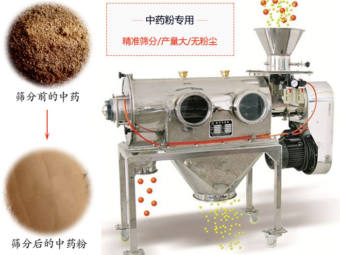 WQS50-130臥式氣流篩：中藥粉專用篩：精度篩分/產(chǎn)量大/無粉塵符合標準。