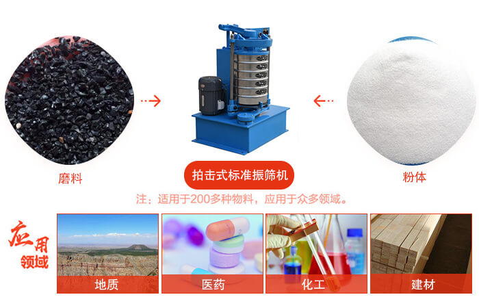 拍擊篩適用于多種物料顆粒狀，粉狀，不規(guī)則物料的篩分。